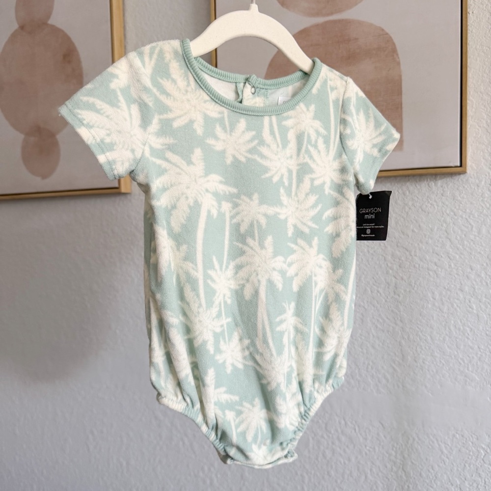 Grayson Mini Mint Palm Romper